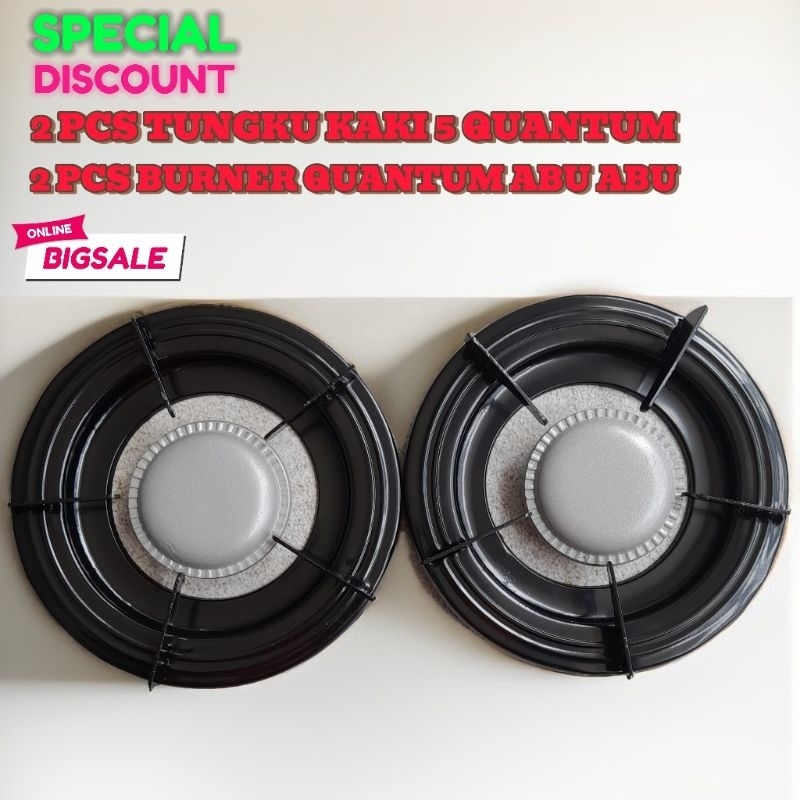 2 Tungku kompor gas quantum kaki 5 + 2 burner quantum matahari