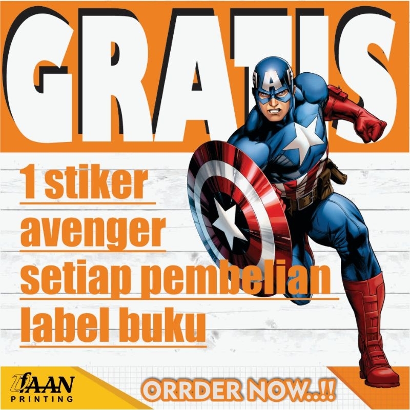 

dfaan ~ STIKER LABEL BUKU MATA PELAJARAN, GAMBAR AVENGER, ISI 10PCS, UKURAN 4CM X 7CM
