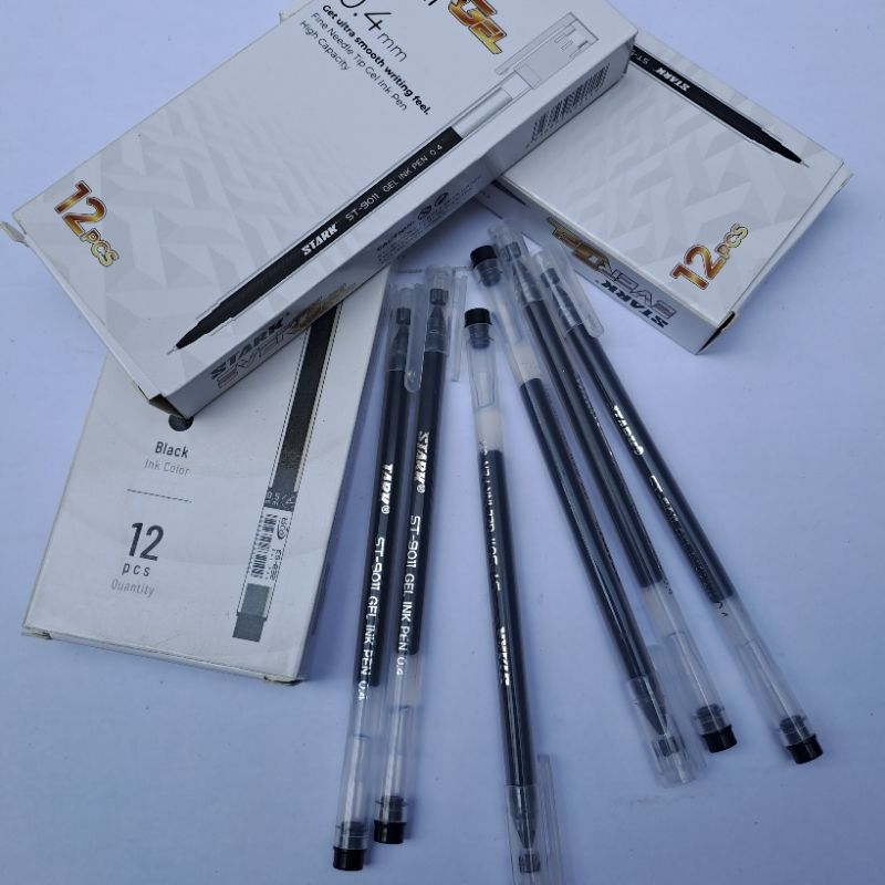 

(12 pcs) Stark Ever Gel Pulpen Gel Hitam Mata Pena 0,4 mm/ Pulpen cair Murah