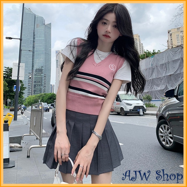 TERDAHSYAT AJW Vest Rajut Wanita Import Kekinian Model Korean Style HAM  Rompi Rajut Wanita Korean S