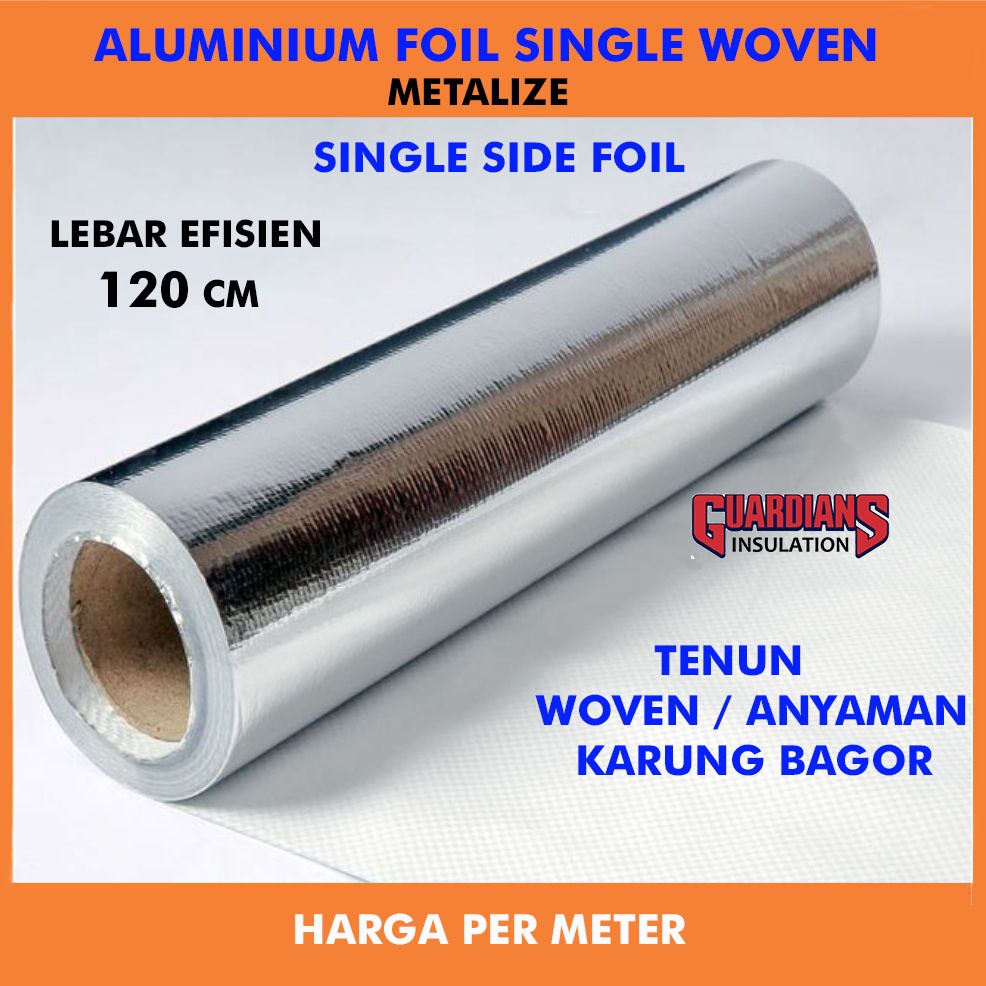 Lebar 1,2 m Peredam Panas Insulasi Atap Aluminium Foil Woven Wooven Single Side metalize metalizing 