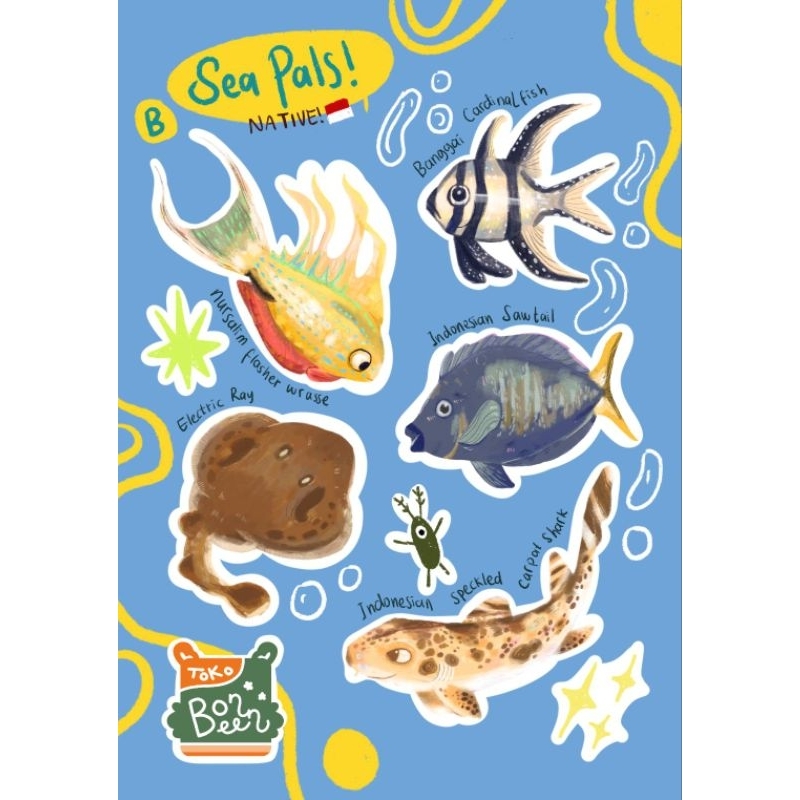 

Toko Bonbeen - Sticker Sheet Sea Pals ver. B, Indonesian Native Fish Species