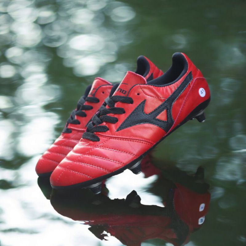 sepatu bola mizuno kulit sapi asli pull besi outsol sudah di jahit keliling