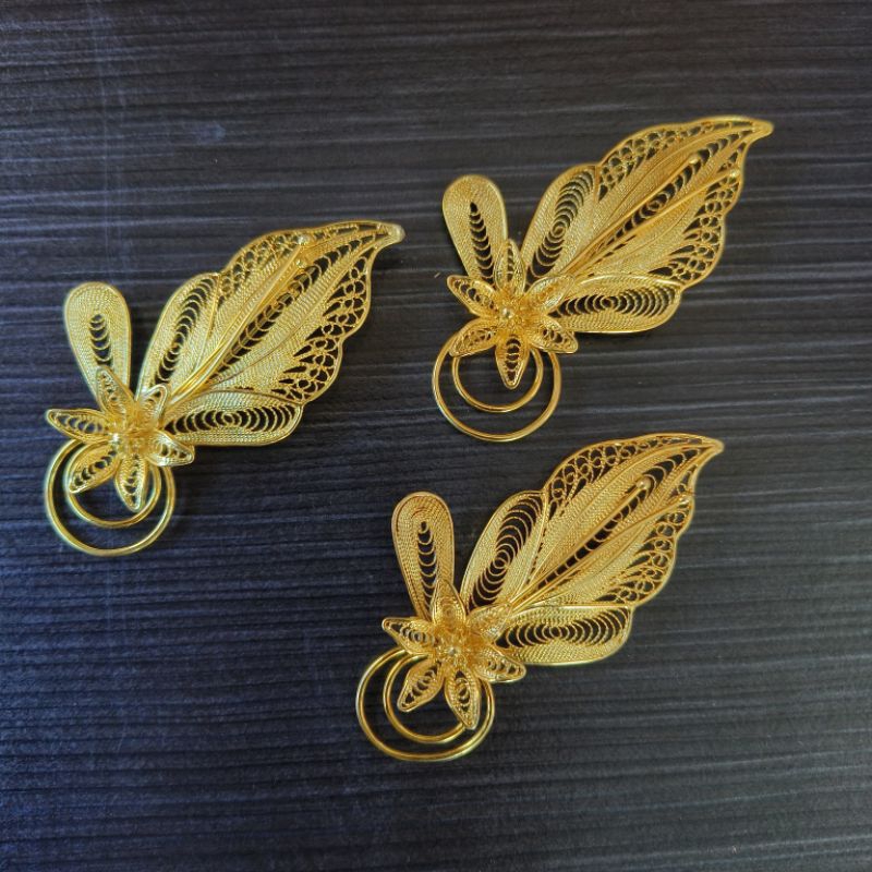 bros bunga daun lapis emas 24k kualitas premium asli kerajinan tangan. bros perak bros bunga bros hi