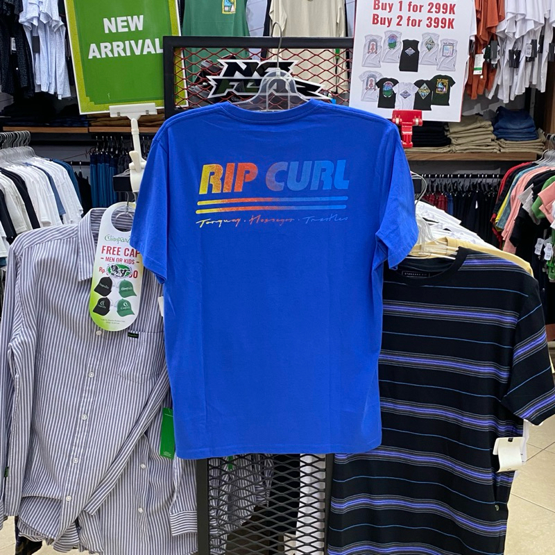 Kaos Ripcurl Surf Revival Decal Tee Retro Blue Original