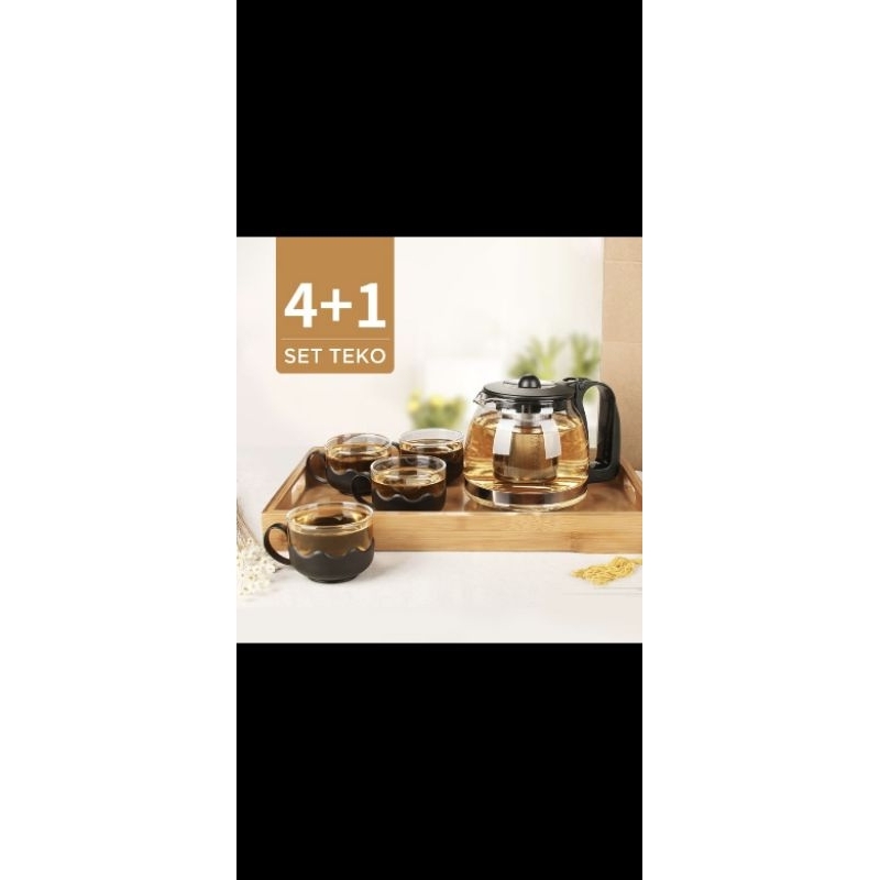 Tea pot set gelas teko 5in1 gelas estetik