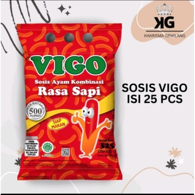 

SOSIS VIGO 300g (1 Pack 25 Pcs ayam kombinasi Rasa Sapi Sosis anak Masak Murah KIMBO