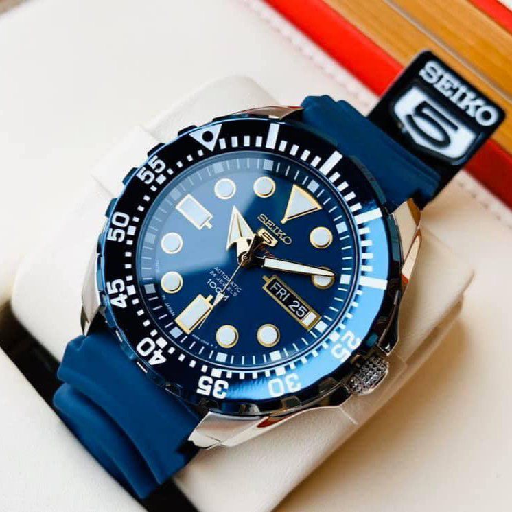 Seiko 5 Sports SRP605K2 Automatic Blue Dial Stainless Case Rubber Strap