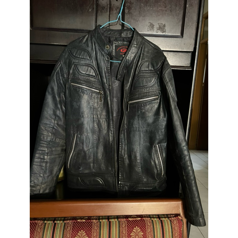 second jaket kulit pria asli domba garut size M ada minus