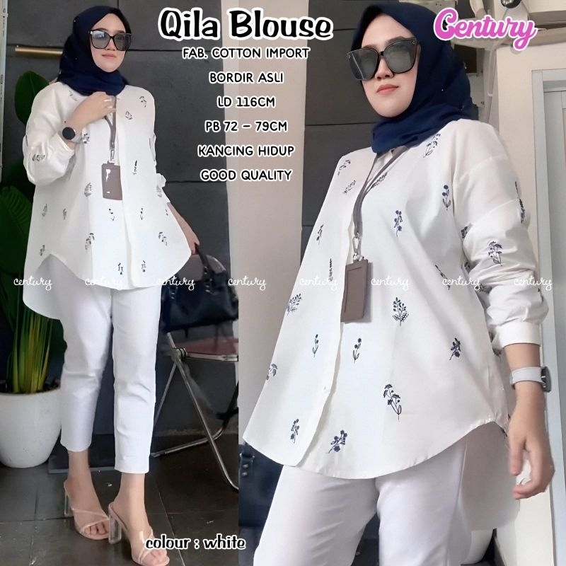 Kemeja Blus wanita busui katun import jumbo premium adem halus Qila Century