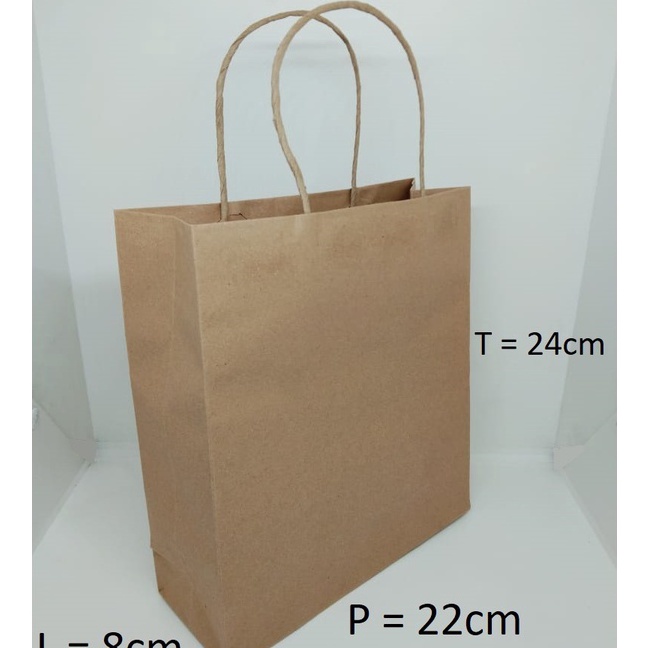 

KI3 PAPERBAG KRAFT POLOS OKEY A SMALL 1pcs 22X8X24cm Coklat TALI 125 GSM