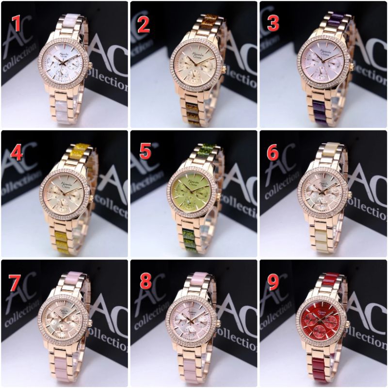 ✓ORIGINAL GARANSI RESMI 1 TAHUN JAM TANGAN WANITA ALEXANDRE CHRISTIE ANALOG CEWEK RANTAI KERAMIK STR