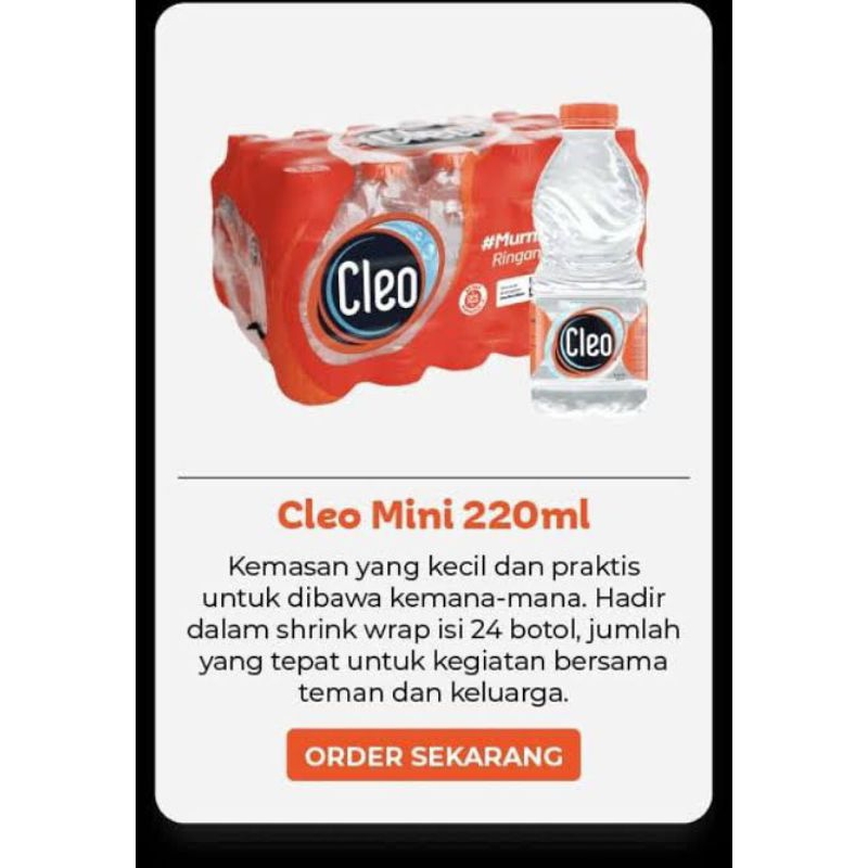 

CLEO MINI BOTOL 220ML 220 ML 1PACK ISI 24PCS BOTOL MINI CATERING BOTOL KECIL