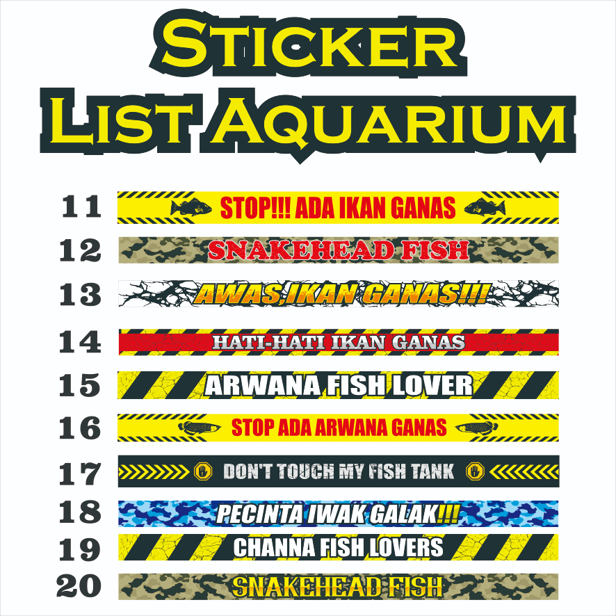 STIKER AQUARIUM STICKER LIST AQUARIUM STIKER DEPAN AQUARIUM 11-20