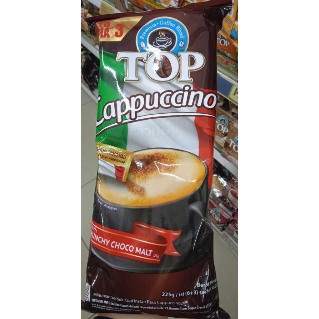 

Top Cappucino With Crunchy Choco Malt 225gram isi 6+3 (PACK)