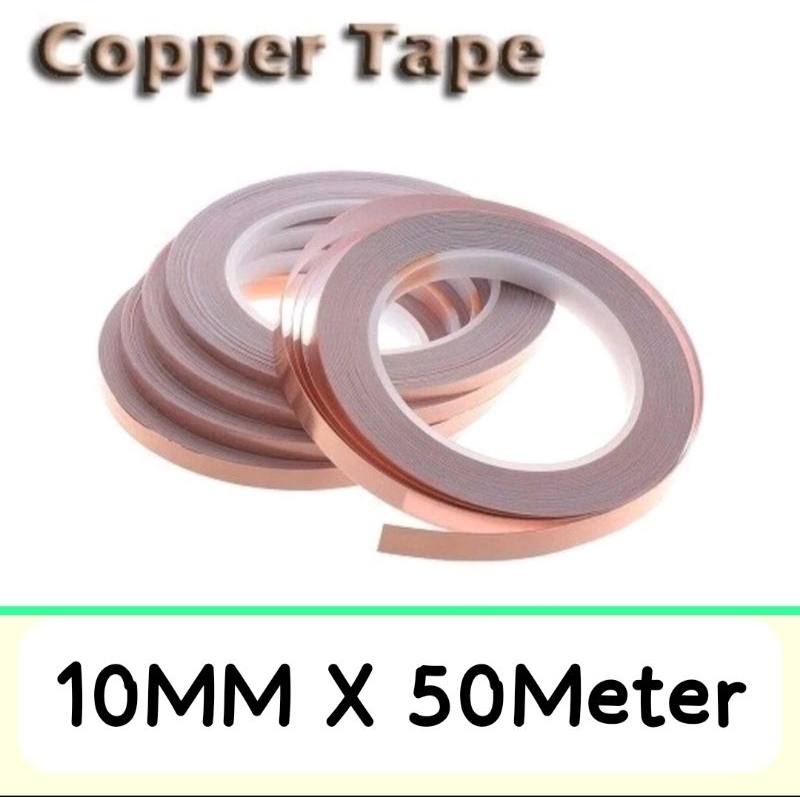 Foil tape tembaga kondusif 10mm X 50Meter