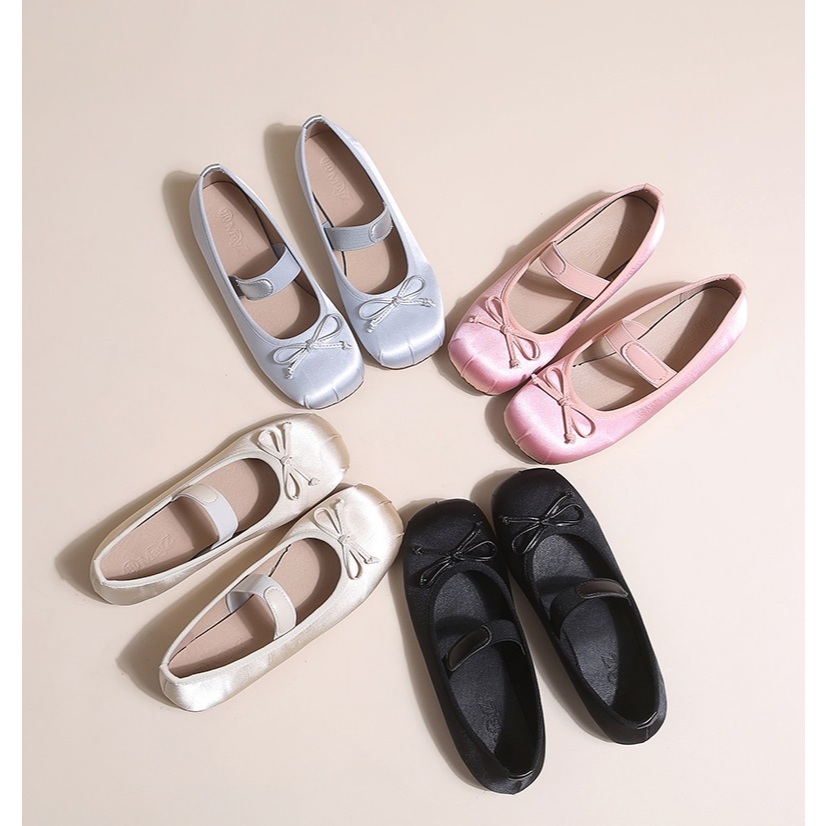 5363 Mayz Sepatu Flat Shoes Sepatu Balet Slip On Black Beige Pink Silver