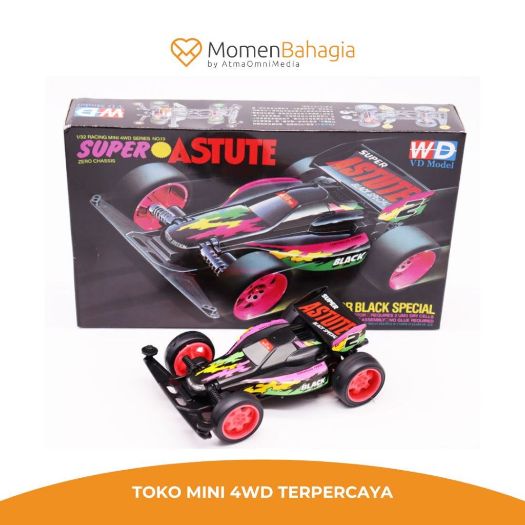 Tamiya Mini 4wd Merek DD/WD Ruize Super Astute Junior Black Special - Chassis Super 1 - DD/WD Super 