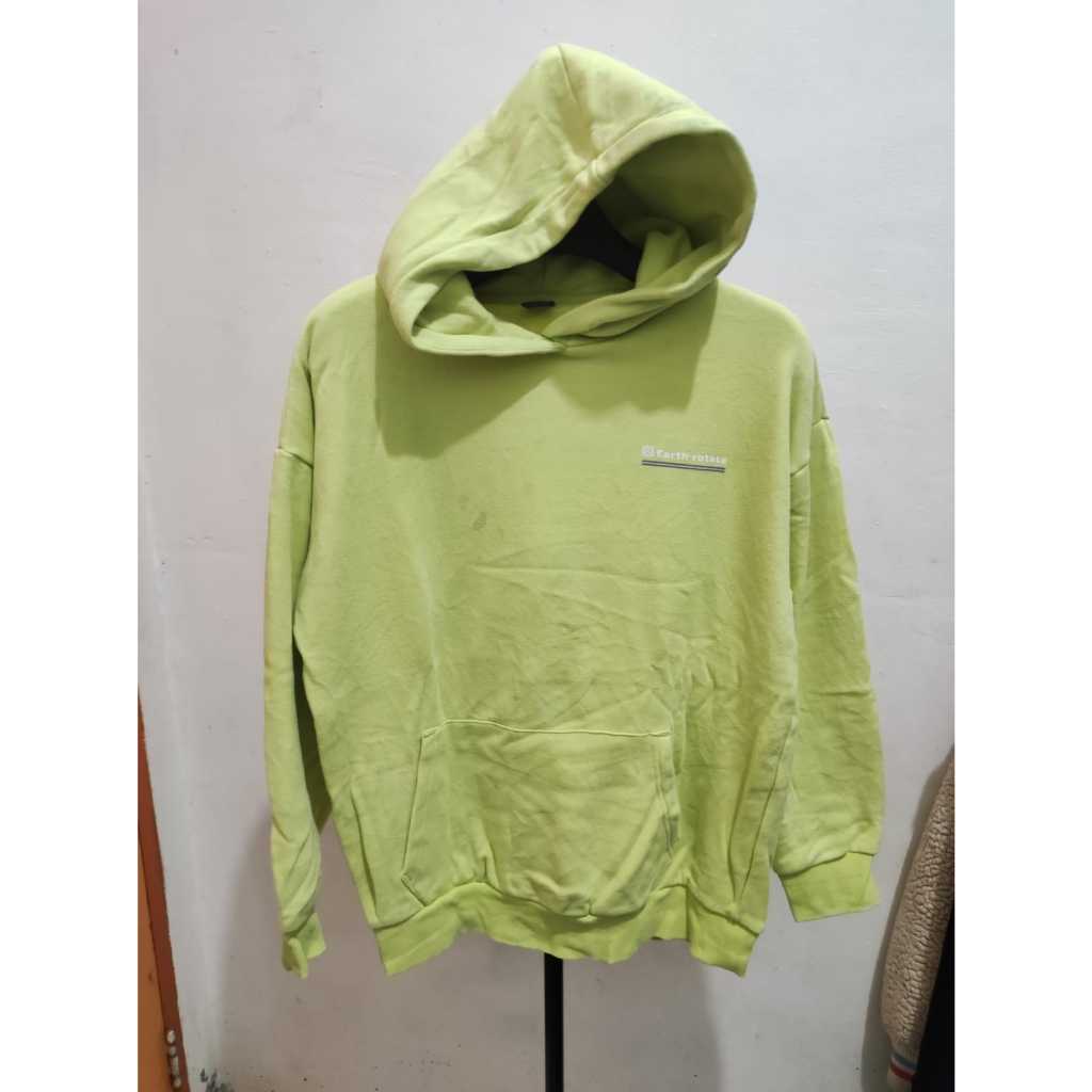 Hoodie Pria Wanita Hijau Neon Polos