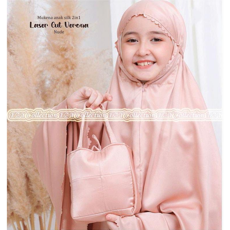 MUKENA TERBARU 2026 | Mukena Anak 2in1 Umur 8-13 Tahun Bahan Satin Silk Premium Finishing Laser Cut 