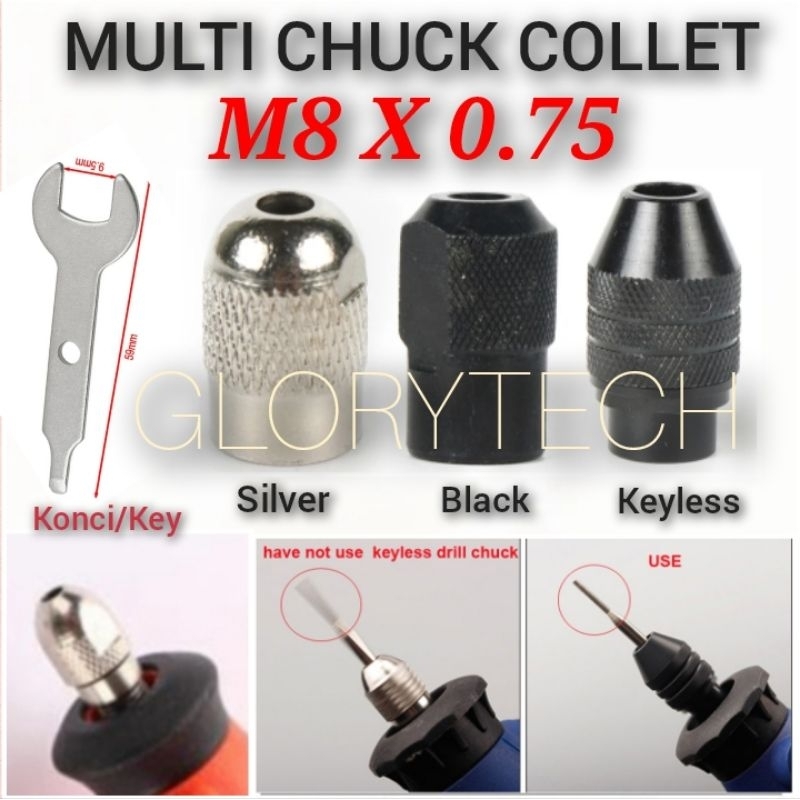 Kepala bor mini chuck /kepala bor chuck Tanpa collet /chuck mini keyless