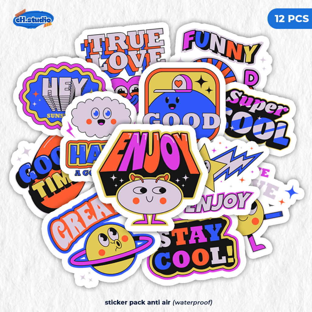 Stiker Pack QUOTES y2k colorfull Aesthetic Vinyl Tahan Air Waterproof untuk Sticker Laptop - Casing 