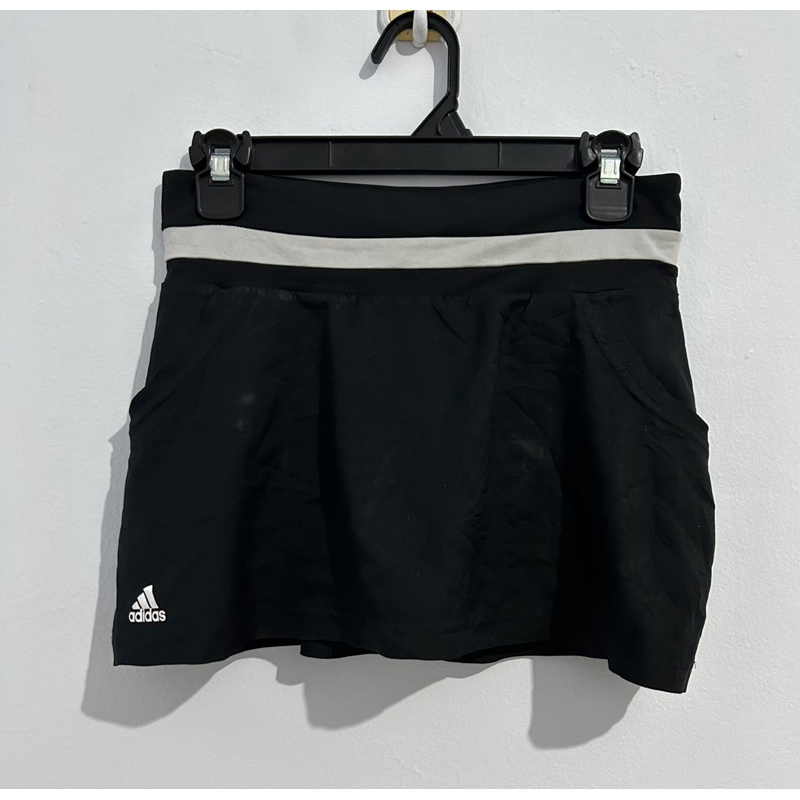 adidas climalite tennis skirt sport skirt rokcel rok olga olahraga hitam stripe putih logo depan pl 