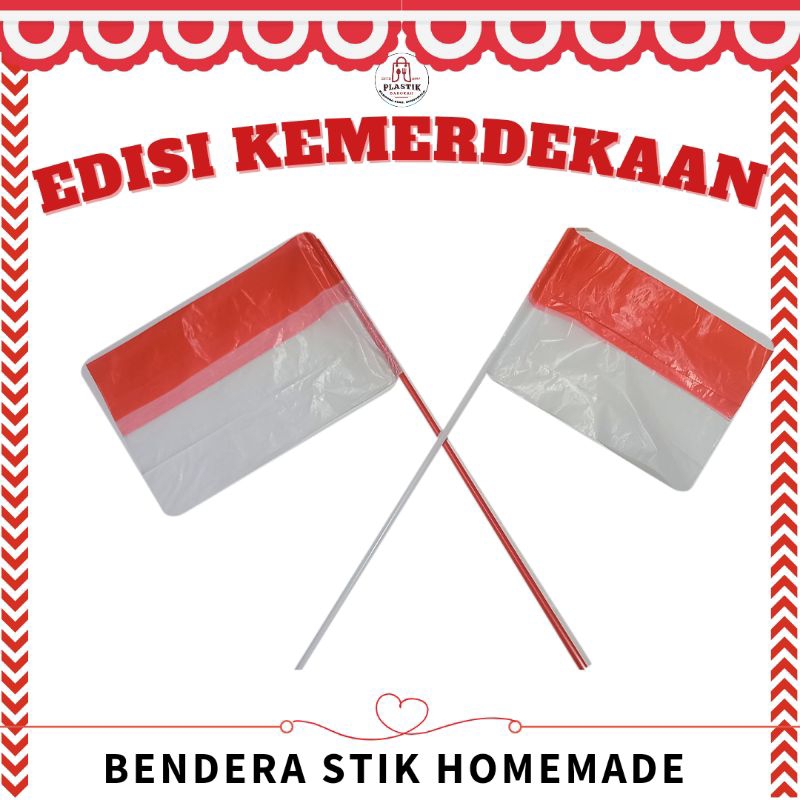 BENDERA TANGAN / BENDERA STIK / BENDERA MERAH PUTIH / BENDERA HOMEMADE /BENDERA