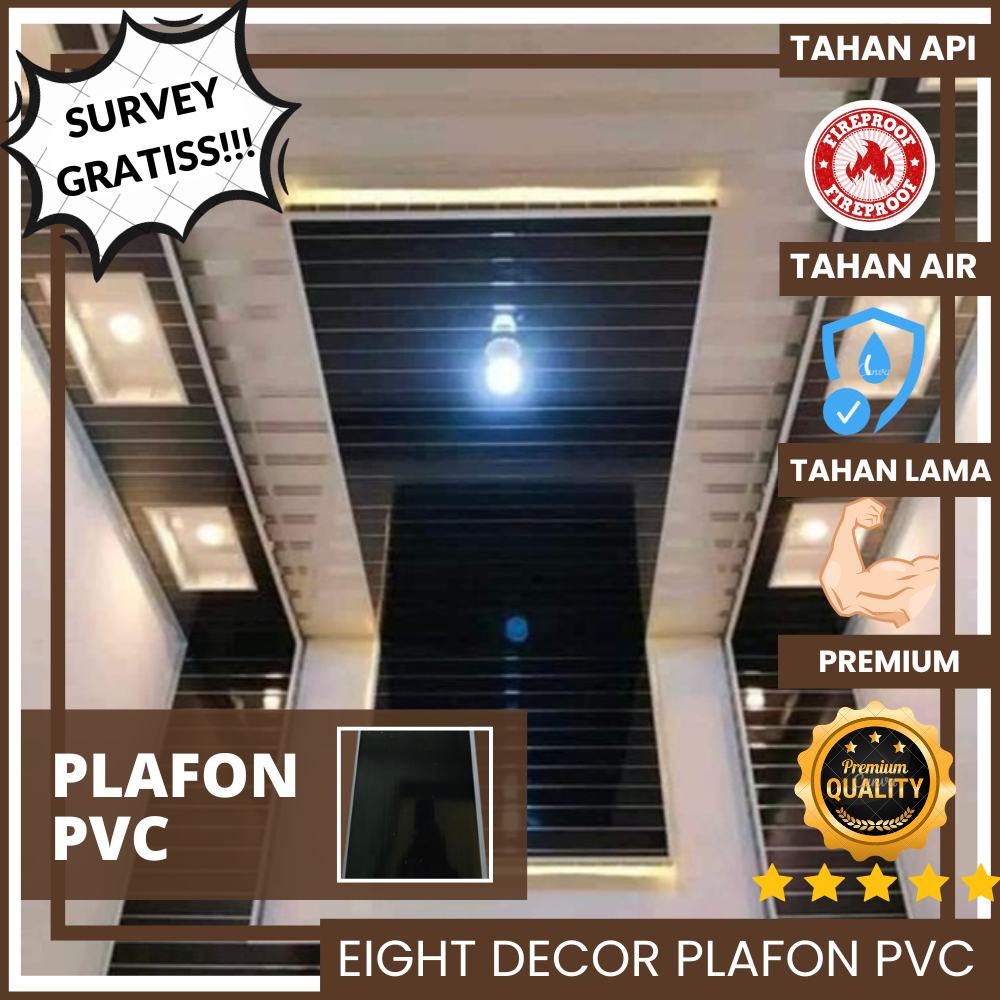 Plafon PVC Minimalis Murah Hitam Polos ED-08R/Plafon PVC/Plafon Rumah/Dekorasi Kamar Menarik