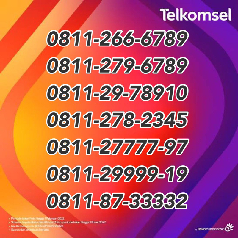 nomor cantik 10digit kartu halo Telkomsel free13gb