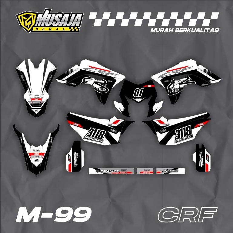 Decal CRF motif hitam putih Fullbody - dekal crf full body