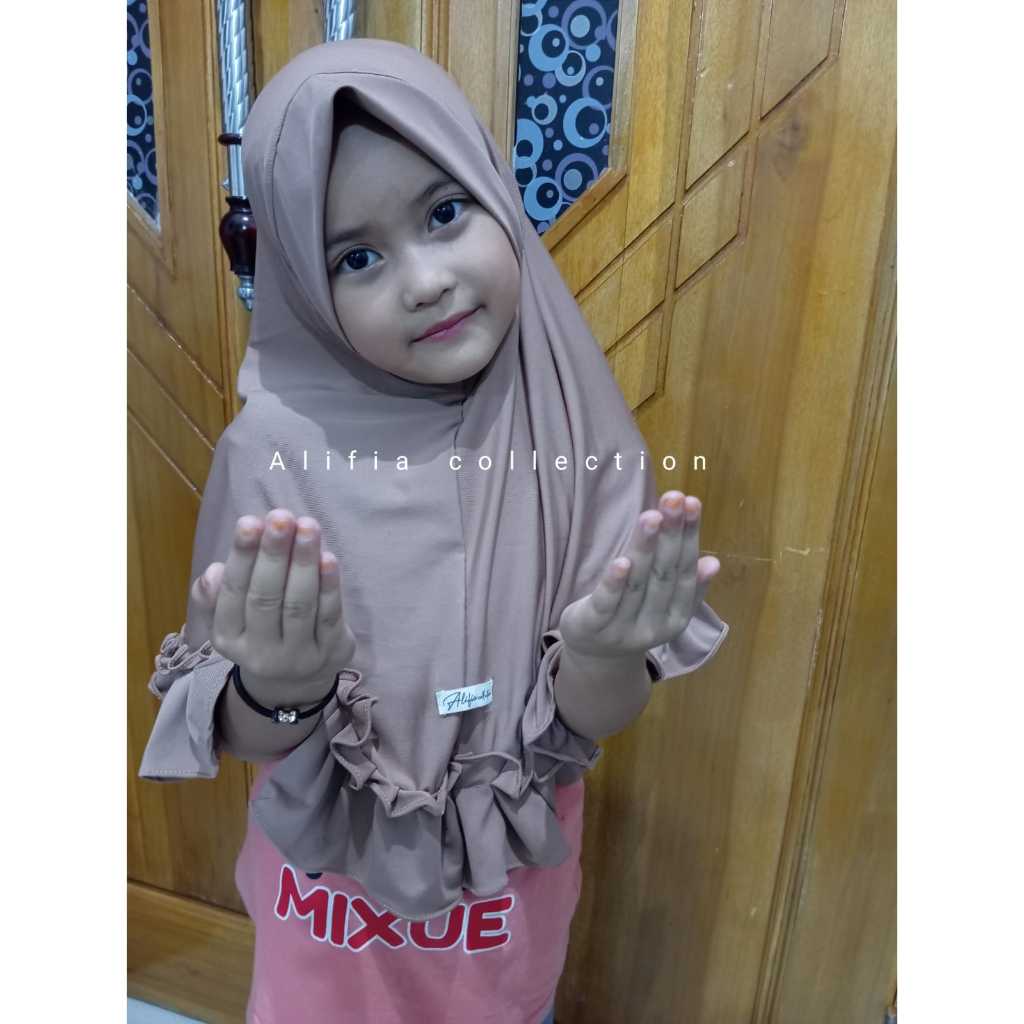 kerudung hijab anak rempel usia 3-9 tahun pet/ non pet kerudung sekolah