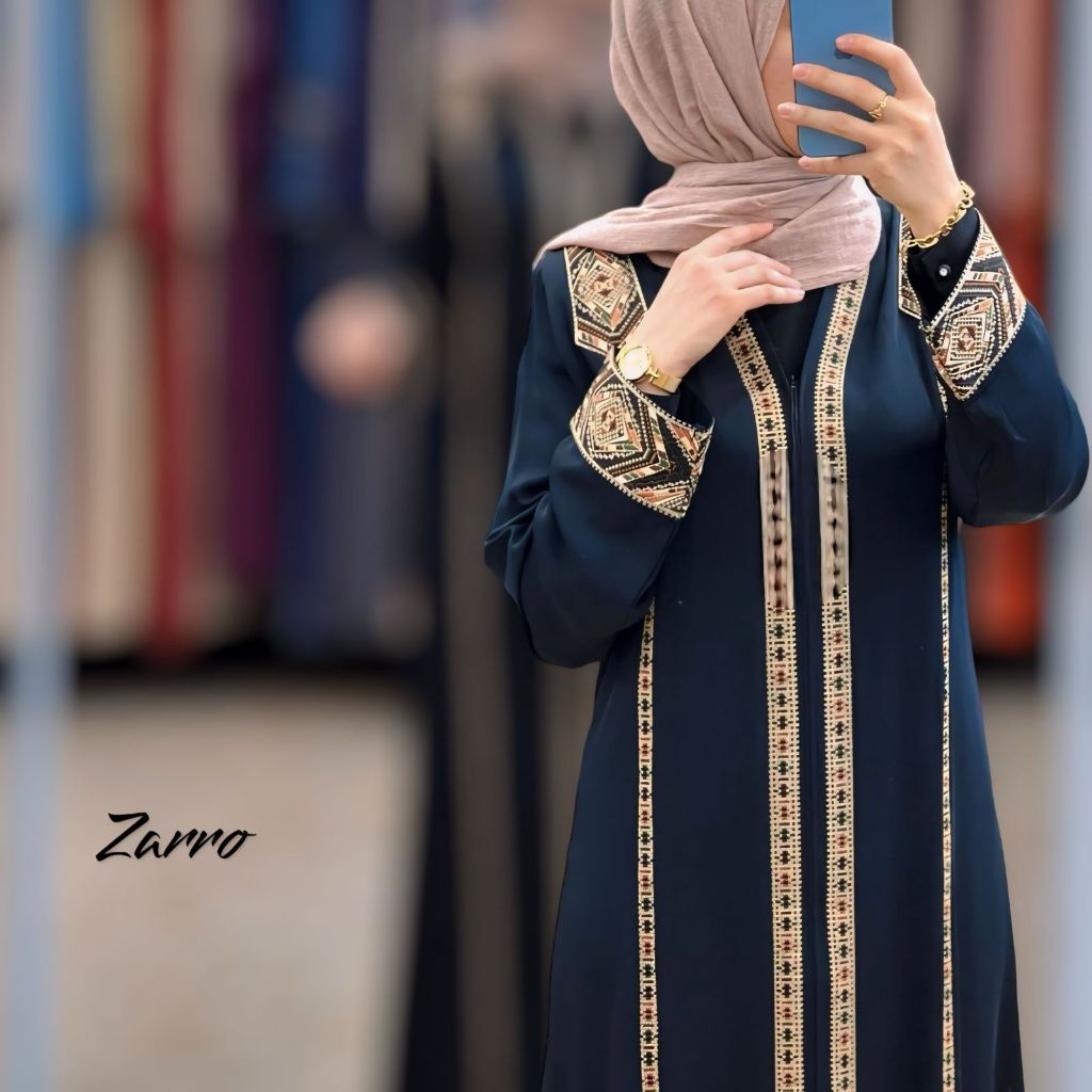 ABAYA BORDIR ZARRO SAUDI JETBLACK ALKHATIB COLLECTION