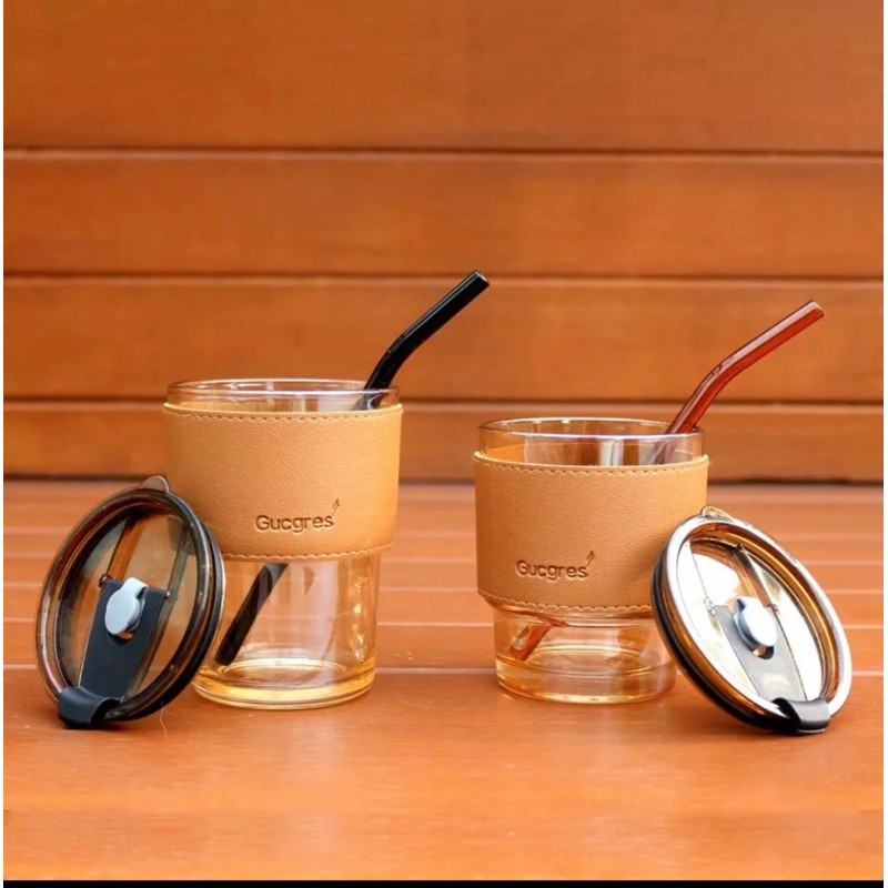 Gelas Kaca Gorgous 400ml Gelas Kaca Korean Aesthetic Gelas Kaca Sedotan Gelas Kaca Murah / TUMBLER G