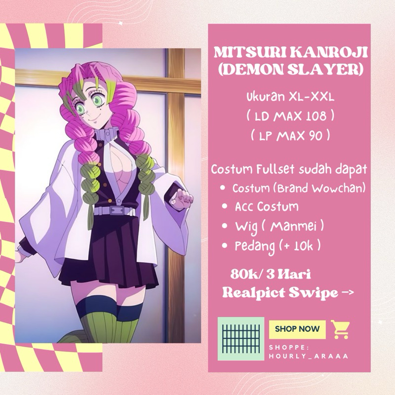 SEWA/ RENTAL COSPLAY MITSURI KANROJI KNY/DEMON SLAYER