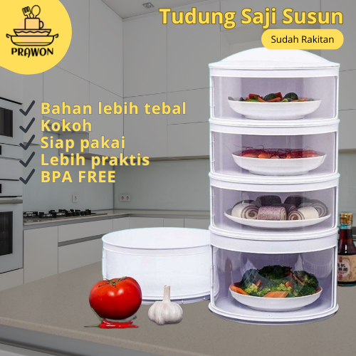 Tudung Saji 2 3 Susun Food Grade Sudah Rakitan Sliding Door Modern dan Estetik