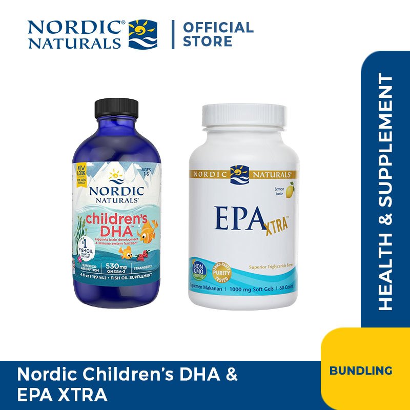 Nordic Naturals Epa Xtra Lemon - 60 Softgels + Children'S Dha Strawberry
