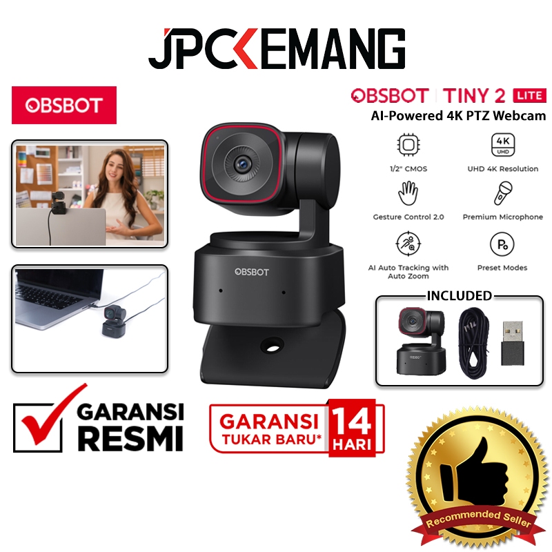 OBSBOT TINY 2 LITE AI-Powered PTZ 4K Webcam Portable Web Cam Garansi Resmi