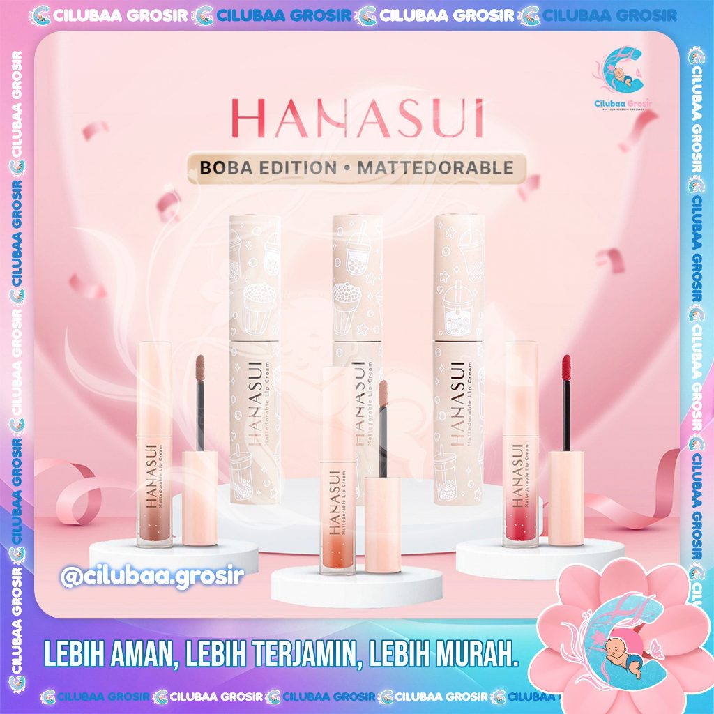 HANASUI BOBA Mattedorable Lip Cream Matte Halal Original BPOM || Hanasui Mattedorable BOBA EDITION L