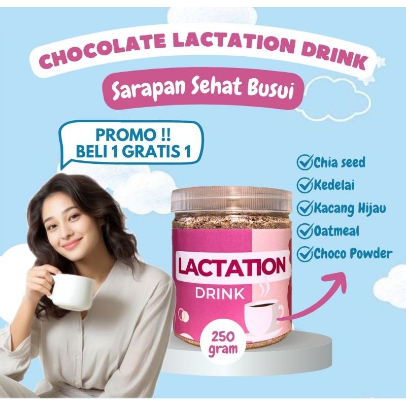 

Minuman Sereal Laktasi Rasa Coklat 250 Gram Melancarkan ASI Chia seed Kedelai Kacang Hijau