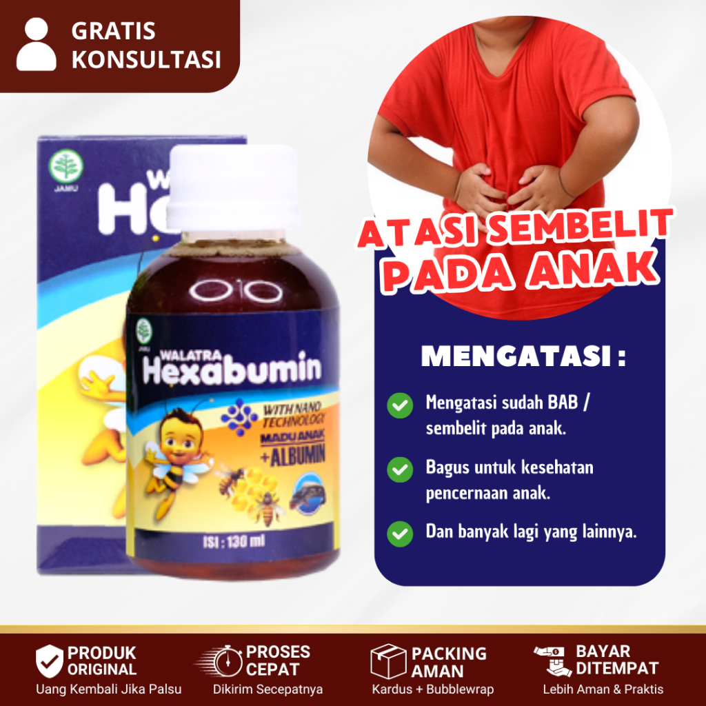 Obat Sembelit Anak 1 Sampai 12 Tahun, Susah BAB Anak, Pelancar BAB Anak - Walatra Hexabumin