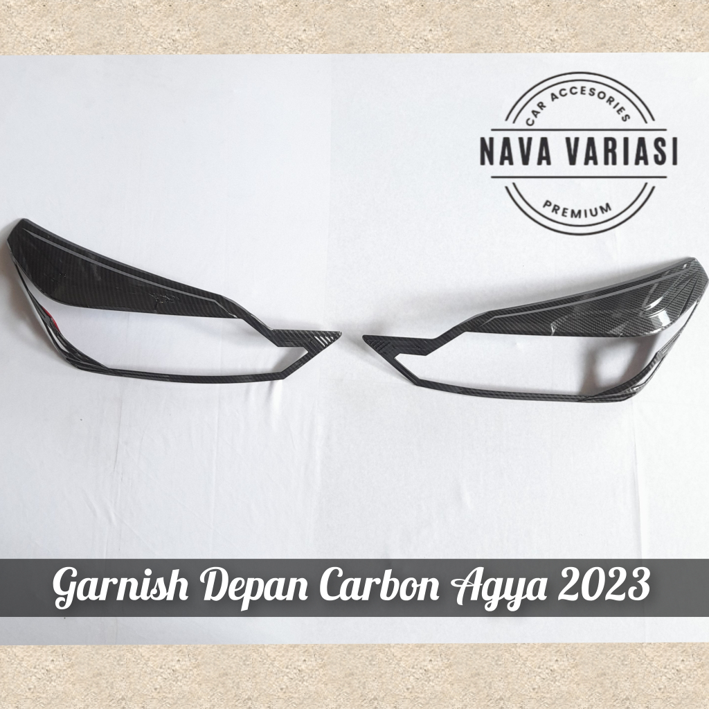 Garnish Depan Agya Cover Lampu Depan Mobil Toyota Agya 2023 Glossy Carbon