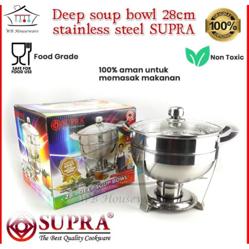 Tempat prasmanan bulat SUPRA stainless steel.
