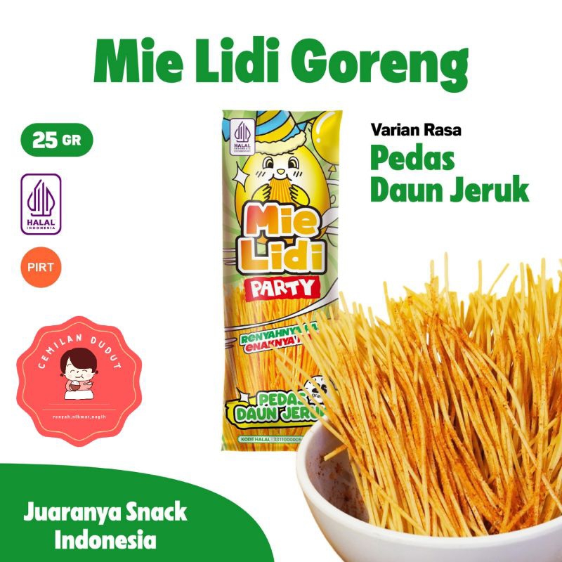 

mie lidi cemilan dudut 25g / mie lidi balado/ mie lidi bbq /mie lidi daun jeruk ( halal & P-IRT)