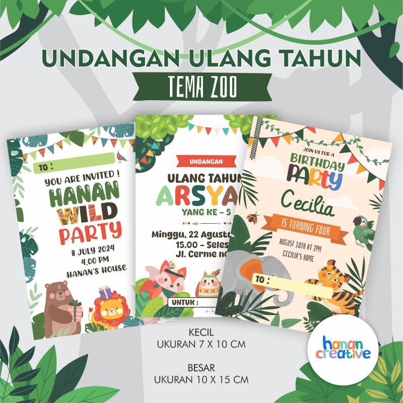 Undangan Ulang Tahun Anak Tema ZOO / SAFARI by HANAN CREATIVE