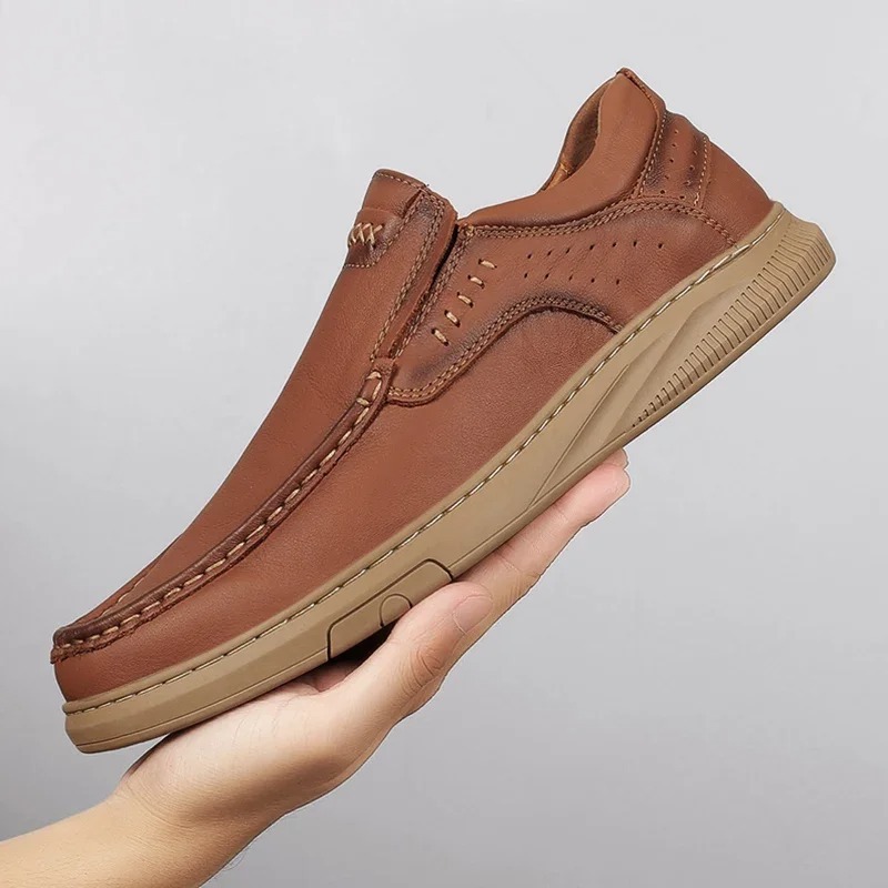 Prada Sepatu Kulit Pria Dewasa Cassual Pria Fahsion Tanpa Tali Pria Formal Outdoor Shoes TERKINI