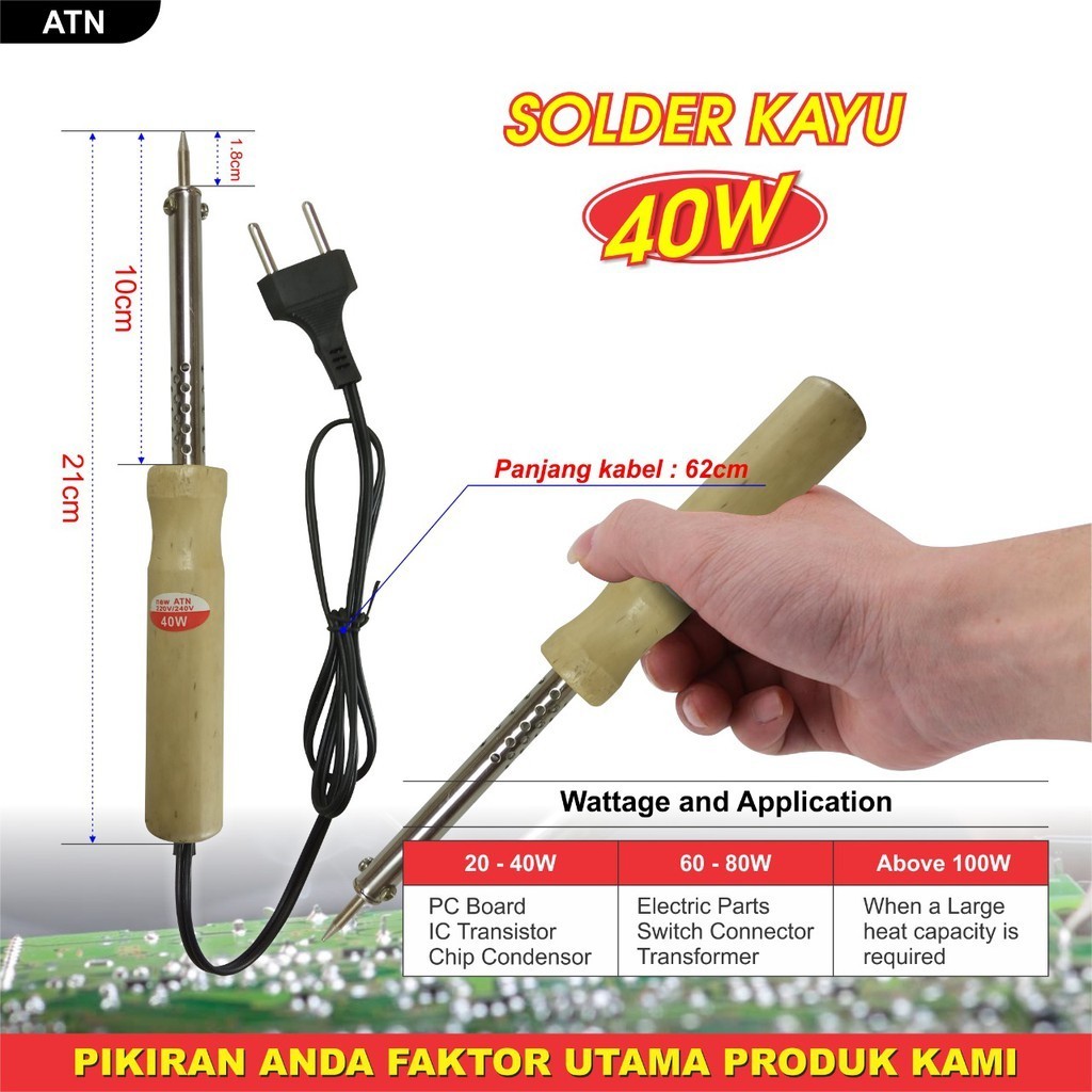 Gaxindo Solder Gun Gagang Kayu 40 Watt