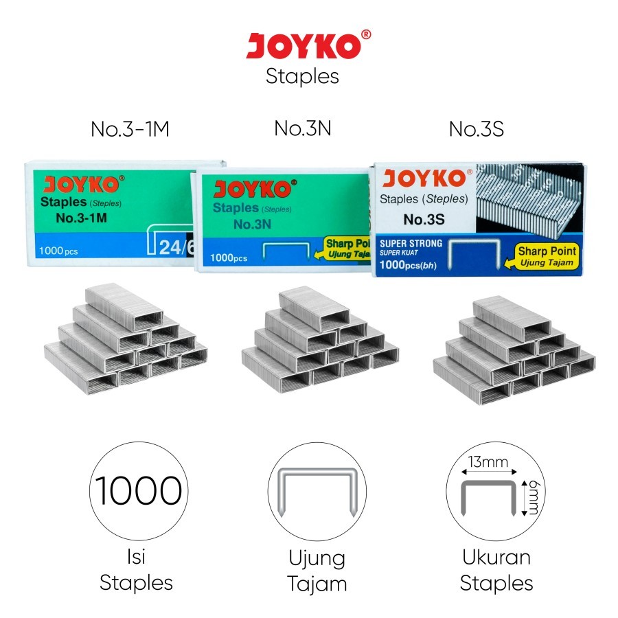 

Isi Stapler Joyko No 3 / Staples Joyko No 3 / Isi Staples besar Joyko