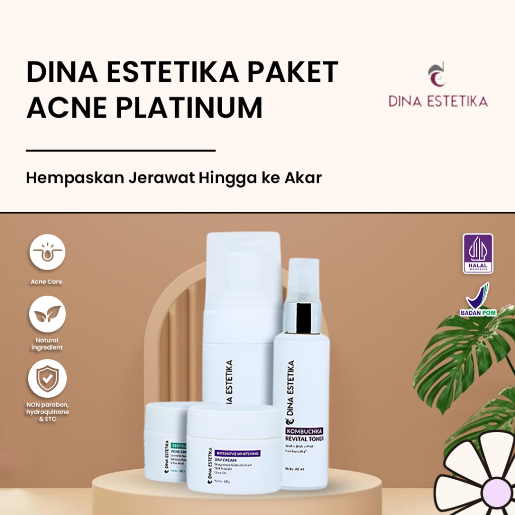 Paket Skincare Acne Platinum Brightening Gentle Wash 100 Ml, Kombucha Revital Toner 60 Ml, Intensive