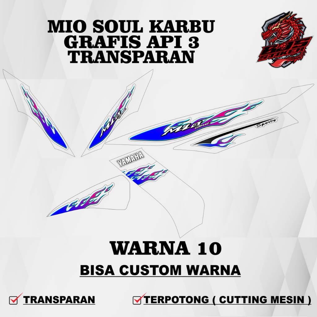 Stiker Mio Soul Karbu / Striping Mio Soul Karbu / Stiker Sticker Decal Transparan Mio Soul Karbu Api